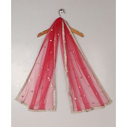 Babyhug Sleeveless Sequinned Choli & Embroidered Lehenga With Net Dupatta - Raspberry Pink