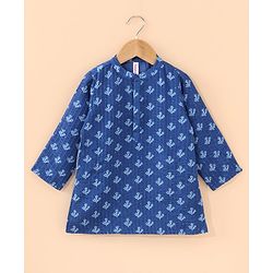 Babyhug Full Sleeves Printed Kurta & Dhoti - Indigo