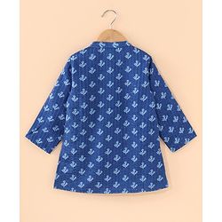Babyhug Full Sleeves Printed Kurta & Dhoti - Indigo