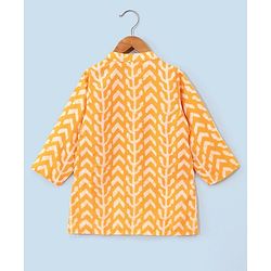 Babyhug Full Sleeves Cotton Kurta & Dhoti Set Printed- Yellow