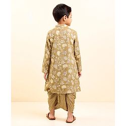 Babyhug Full Sleeves Kurta and Dhoti Set Floral Print - Beige
