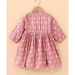 Babyhug Full Sleeves Printed Ethnic Dress - Peach