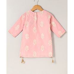 Babyhug Three Fourth Sleeves Embroidered Kurti Palazzo & Dupatta Set with Sequins - Pink