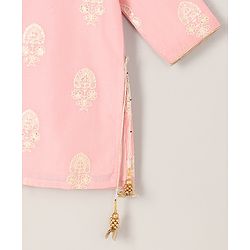 Babyhug Three Fourth Sleeves Embroidered Kurti Palazzo & Dupatta Set with Sequins - Pink