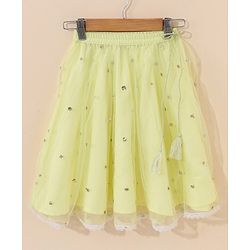 Babyhug Half Sleeves Choli Lehenga And Dupatta Ethnic Printed - Lime Green