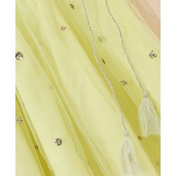 Babyhug Half Sleeves Choli Lehenga And Dupatta Ethnic Printed - Lime Green