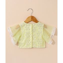 Babyhug Half Sleeves Choli Lehenga And Dupatta Ethnic Printed - Lime Green