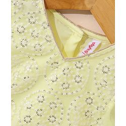 Babyhug Half Sleeves Choli Lehenga And Dupatta Ethnic Printed - Lime Green