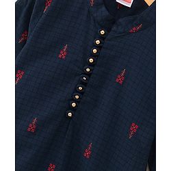 Babyhug Handloom Full Sleeves Kurta and Pyjama Set Ethnic Print - Navy