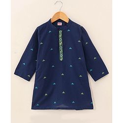 Babyhug Full Sleeves Kurta and Pyjama Set Pyramid Print - Navy