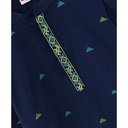 Babyhug Full Sleeves Kurta and Pyjama Set Pyramid Print - Navy