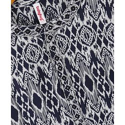 Babyhug Full Sleeve Boys Ikkat Weave Kurta With Dobby Dhoti- Navy Blue