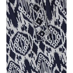 Babyhug Full Sleeve Boys Ikkat Weave Kurta With Dobby Dhoti- Navy Blue