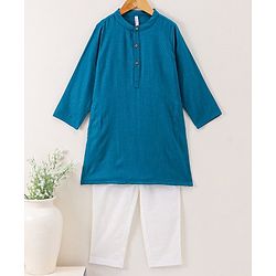 Babyhug Full Sleeves Woven Kurta & Pyjama Set Printed- Rama Green