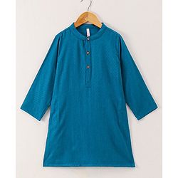 Babyhug Full Sleeves Woven Kurta & Pyjama Set Printed- Rama Green
