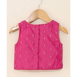 Babyhug Sleeveless Choli & Tie Dye Lehenga With Dupatta Zari Detailing - Fuchsia White