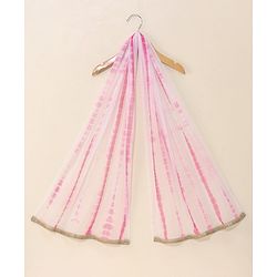 Babyhug Sleeveless Choli & Tie Dye Lehenga With Dupatta Zari Detailing - Fuchsia White