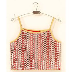 Babyhug Singlet Choli & Lehenga & Dupatta Mirror Detailing - Orange