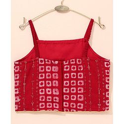 Babyhug Girls Singlet Bandhani Print Choli with Lehenga and Dupatta with Sequence All Over Sequence Detailing- Red