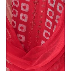 Babyhug Girls Singlet Bandhani Print Choli with Lehenga and Dupatta with Sequence All Over Sequence Detailing- Red