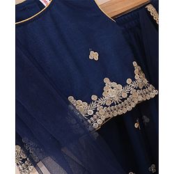Babyhug Sleeveless Choli Lehenga With Dupatta Embroidered - Blue