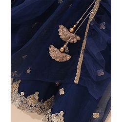 Babyhug Sleeveless Choli Lehenga With Dupatta Embroidered - Blue