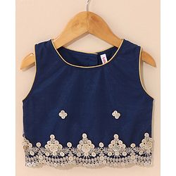 Babyhug Sleeveless Choli Lehenga With Dupatta Embroidered - Blue
