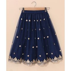Babyhug Sleeveless Choli Lehenga With Dupatta Embroidered - Blue