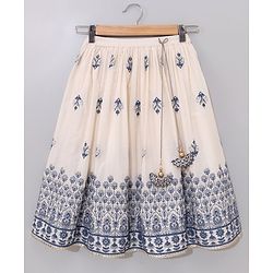 Babyhug Half Sleeves Choli & Lehenga Set with Dupatta Embroidered Thread Work & Sequin Designs - Off White