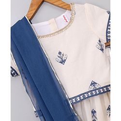 Babyhug Half Sleeves Choli & Lehenga Set with Dupatta Embroidered Thread Work & Sequin Designs - Off White