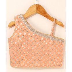 Babyhug Sleeveless Choli & Lehenga Set with Dupatta Zari Work & Golden Border Embroidered- Coral