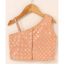 Babyhug Sleeveless Choli & Lehenga Set with Dupatta Zari Work & Golden Border Embroidered- Coral