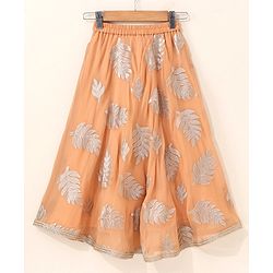 Babyhug Sleeveless Choli & Lehenga Set with Dupatta Zari Work & Golden Border Embroidered- Coral