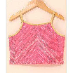 Babyhug Singlet Choli & Lehenga & Dupatta Zari Detailing - Orange Pink
