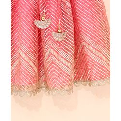 Babyhug Singlet Choli & Lehenga & Dupatta Zari Detailing - Orange Pink