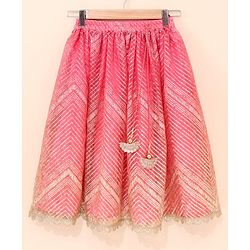 Babyhug Singlet Choli & Lehenga & Dupatta Zari Detailing - Orange Pink