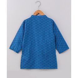 Babyhug Dobby Embroidered Kurta With Pyjama Set- Blue