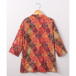 Babyhug Full Sleeves Kurta & Dhoti Set Floral Print - Red