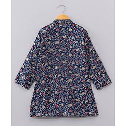 Babyhug Full Sleeves Kurta & Dhoti Set Floral Print - Blue