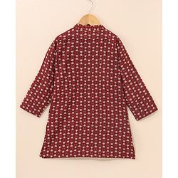 Babyhug Cotton Woven Full Sleeves Ethnic Printed Kurta & Dhoti Set - Maroon