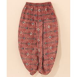 Babyhug Cotton Woven Full Sleeves Ethnic Printed Kurta & Dhoti Set - Maroon