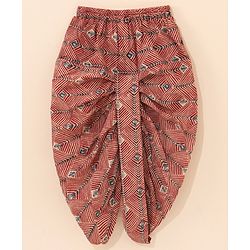 Babyhug Cotton Woven Full Sleeves Ethnic Printed Kurta & Dhoti Set - Maroon