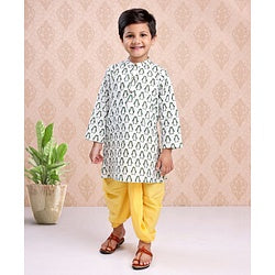 Babyhug Full Sleeves Kurta and Dhoti Set Penguin Print- Off White