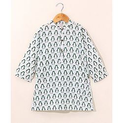 Babyhug Full Sleeves Kurta and Dhoti Set Penguin Print- Off White