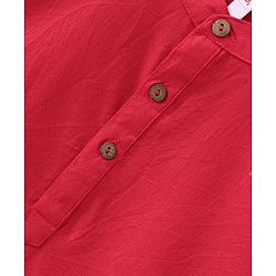 Babyhug  Full Sleeve Handloom Design Kurta Dhoti Set- Red