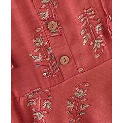 Babyhug Sleeveless Ethnic Dress Floral Print- Rust
