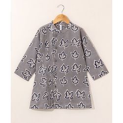 Babyhug Full Sleeves Cotton Kurta & Pyjama Set Printed- Grey
