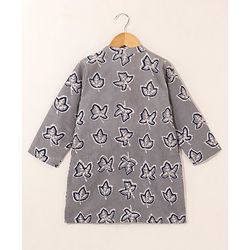 Babyhug Full Sleeves Cotton Kurta & Pyjama Set Printed- Grey