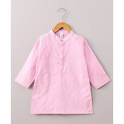 Babyhug Full Sleeves Kurta Dhoti Set with Embroidery - Pink