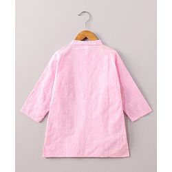 Babyhug Full Sleeves Kurta Dhoti Set with Embroidery - Pink